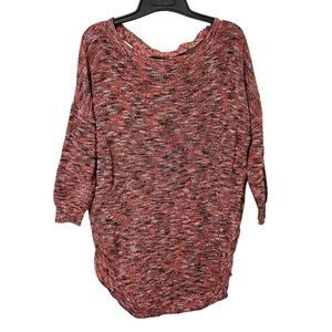 Express Criss Cross Back Curved Hem Marled Side Slit Sweater